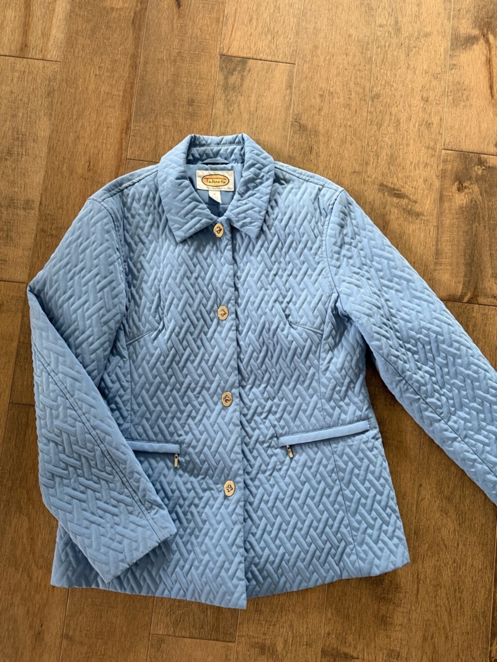 Talbots Sky Blue Quilted Button Jacket